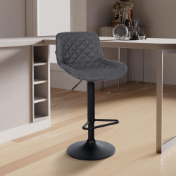Tabouret de bar Kasson en tissu noir