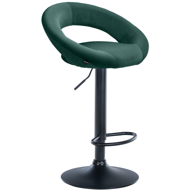 Tabouret de bar Olinda en velours, noir/vert