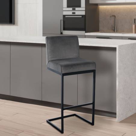 Tabouret de bar Hopewell en velours gris B