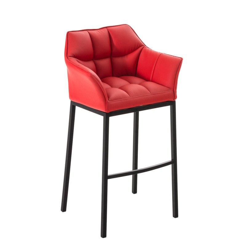 Tabouret de bar Damaso B avec structure à 4 pieds rouge