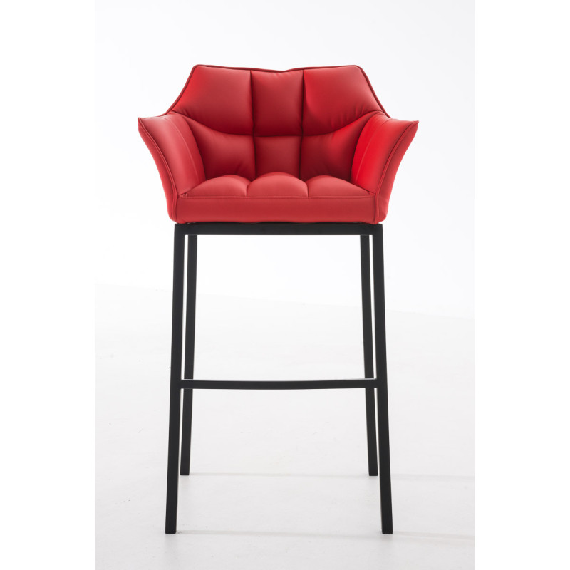 Tabouret de bar Damaso B avec structure à 4 pieds rouge