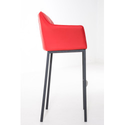 Tabouret de bar Damaso B avec structure à 4 pieds rouge