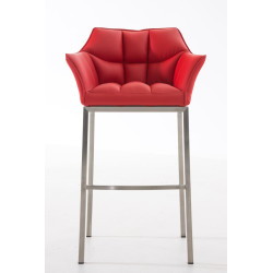 Tabouret de bar Damaso E avec structure à 4 pieds rouge