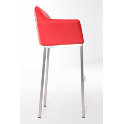 Tabouret de bar Damaso E avec structure à 4 pieds rouge
