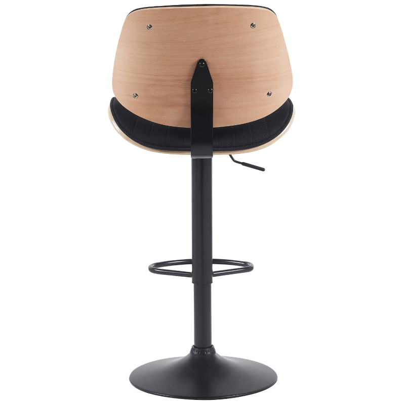 Tabouret de bar Clawson, tissu noir (naturel/noir)