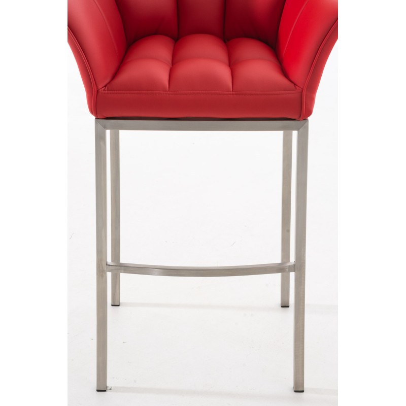 Tabouret de bar Damaso E avec structure à 4 pieds rouge
