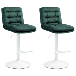 Set di 2 sgabelli da bar in velluto Damar, bianco/verde