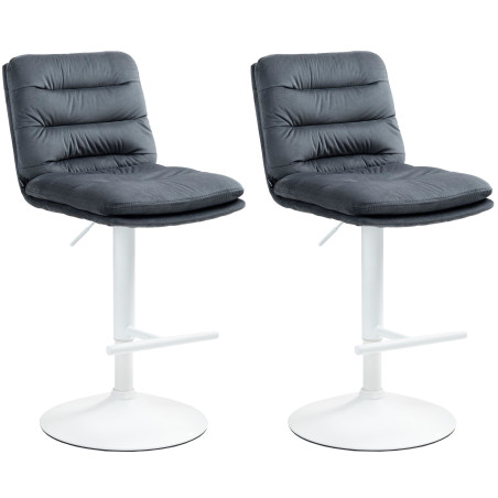 Set di 2 sgabelli da bar in velluto Damar, bianco/grigio scuro