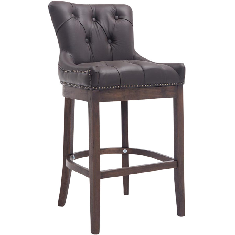 Tabouret de bar Lakewood en cuir véritable, marron antique