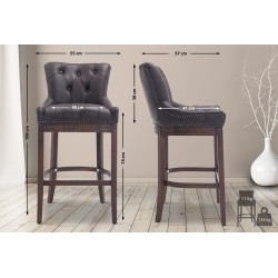 Tabouret de bar Lakewood en cuir véritable, marron antique