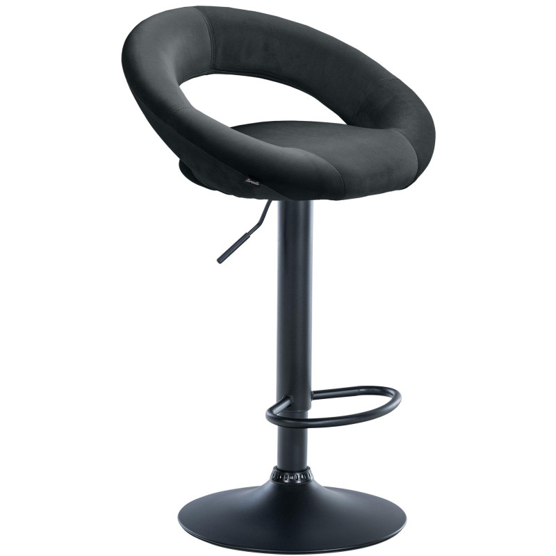 Tabouret de bar Olinda, velours, noir