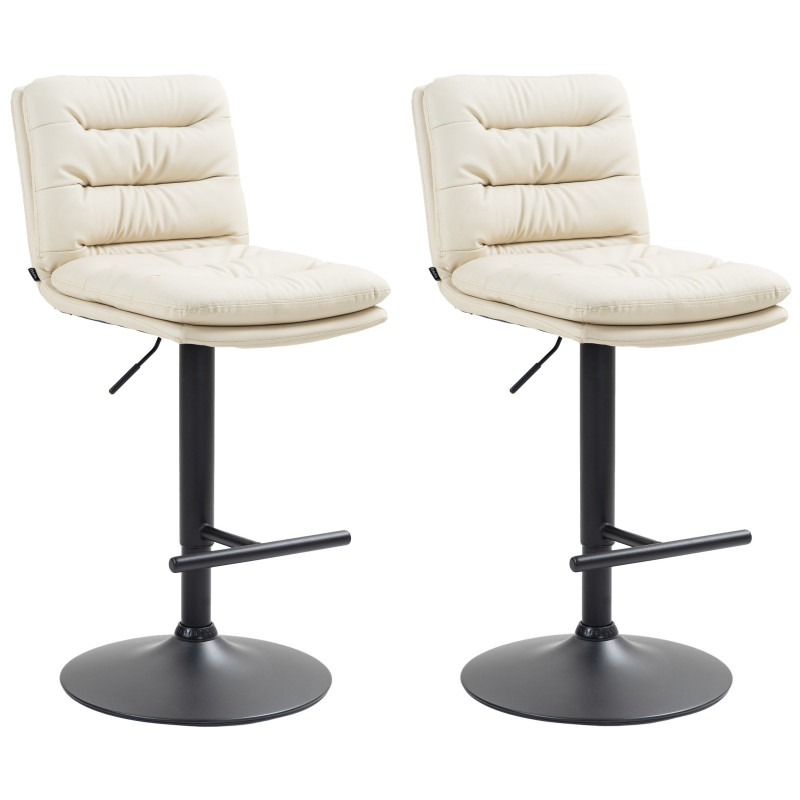 Conjunto de 2 banquetas de bar Damar, em couro sintético, nas cores preto e creme.