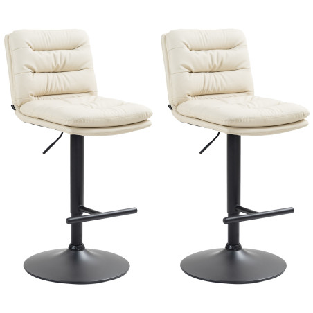 Conjunto de 2 banquetas de bar Damar, em couro sintético, nas cores preto e creme.