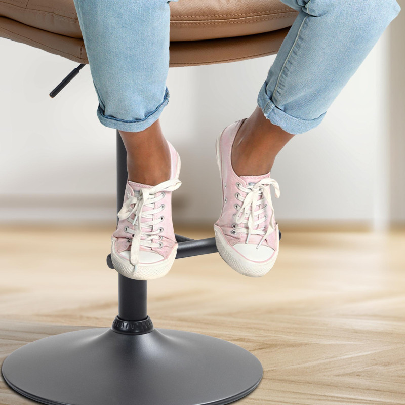 Ensemble de 2 tabourets de bar Damar, similicuir, noir/marron clair