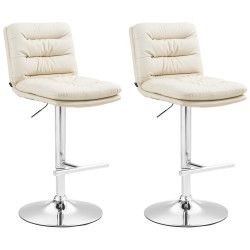 Set di 2 sgabelli da bar Damar, similpelle, cromati, crema