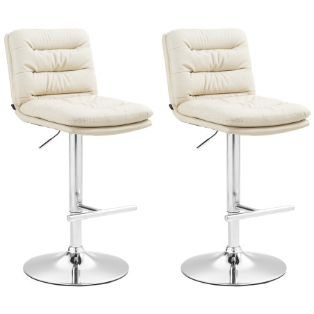 Set di 2 sgabelli da bar Damar, similpelle, cromati, crema