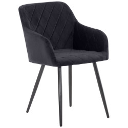 Chaise de salle à manger Shila en velours | noir