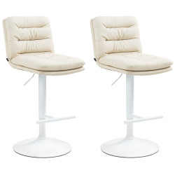 Conjunto de 2 banquetas de bar Damar, em couro sintético, branco/creme.