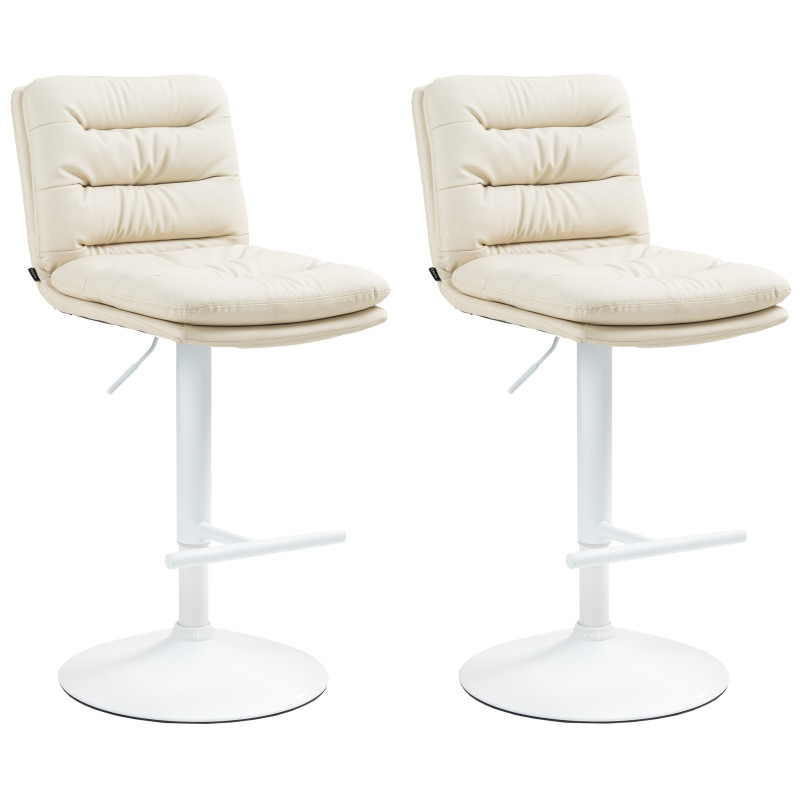 Set di 2 sgabelli da bar Damar, similpelle, bianco/crema