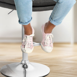 Ensemble de 2 tabourets de bar Damar, tissu, chrome, gris foncé