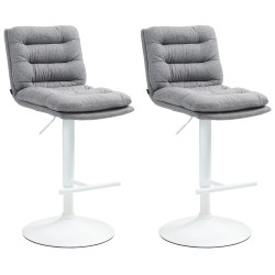 Conjunto de 2 banquetas de bar Damar, em tecido branco/cinza.