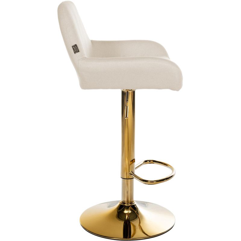 Ensemble de 2 tabourets de bar Braga Gold, tissu crème