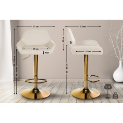 Set di 2 sgabelli da bar Braga Gold, tessuto crema