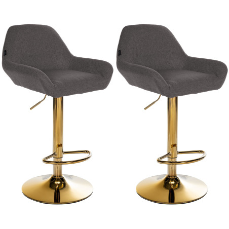 Conjunto de 2 banquetas de bar Braga Gold em tecido cinza escuro