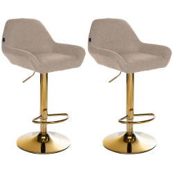 Conjunto de 2 banquetas de bar Braga douradas em tecido taupe