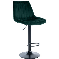Tabouret de bar Toni en velours, noir/vert
