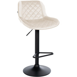Tabouret de bar Kasson en velours, crème