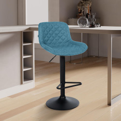 Tabouret de bar Kasson, tissu bleu