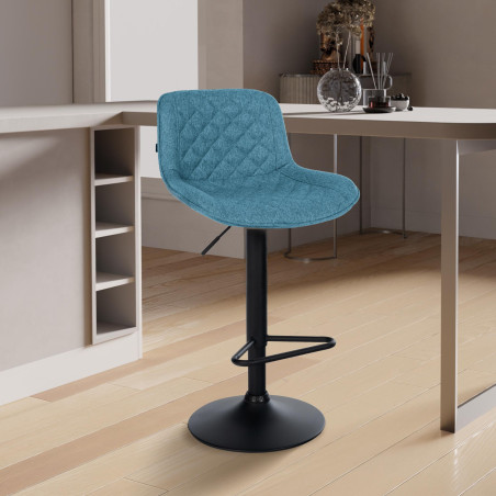 Tabouret de bar Kasson, tissu bleu