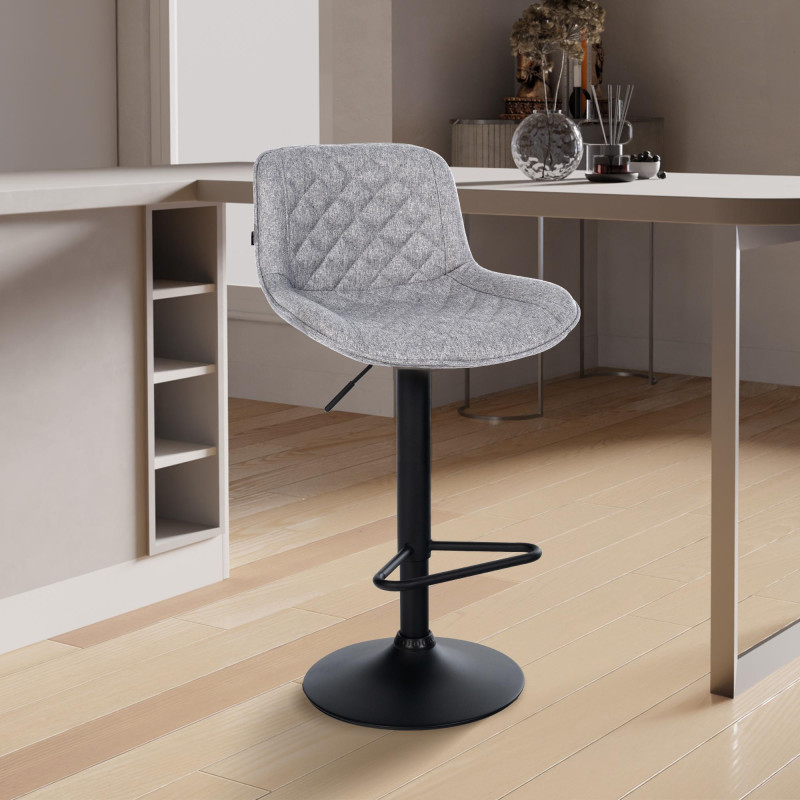 Tabouret de bar Kasson, tissu gris