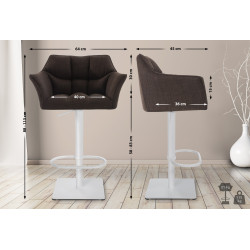 Tabouret de bar Damaso W en tissu marron