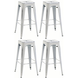 Conjunto de 4 banquetas Joshua em branco antigo