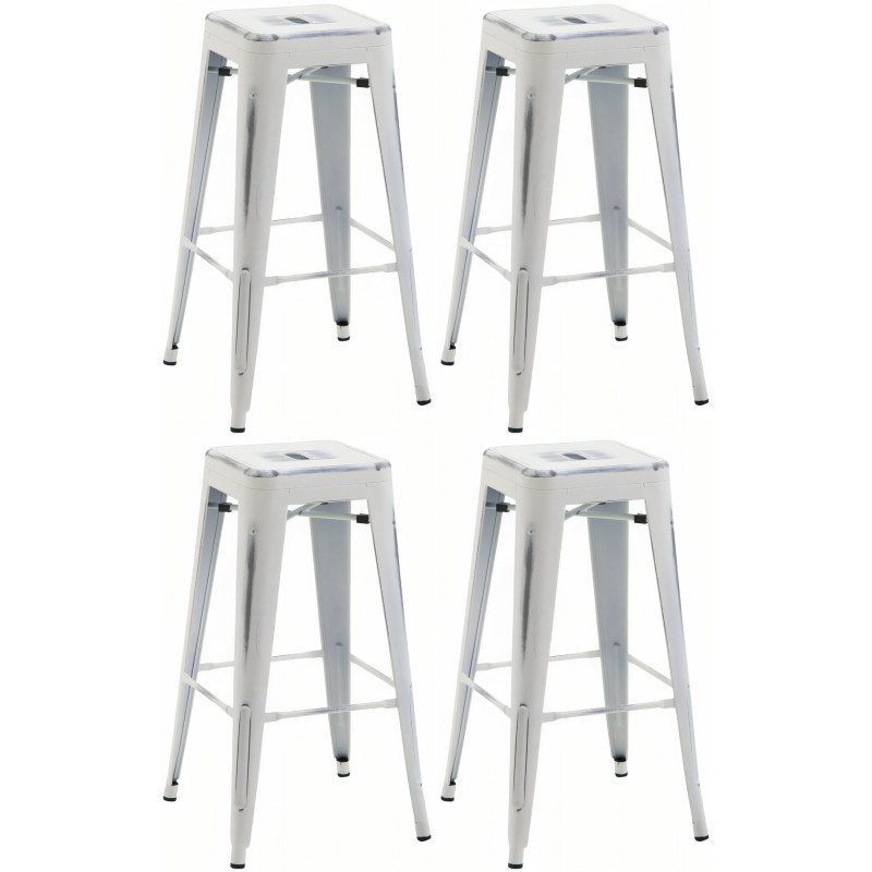 Conjunto de 4 banquetas Joshua em branco antigo