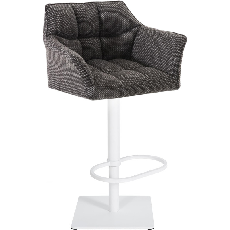 Tabouret de bar Damaso W en tissu gris titane