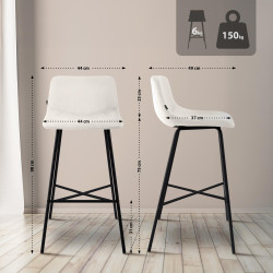 Tabouret de bar Altona en velours, crème