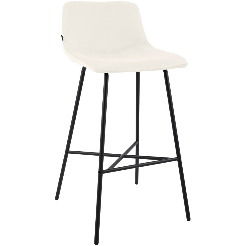 Tabouret de bar Altona en velours, crème