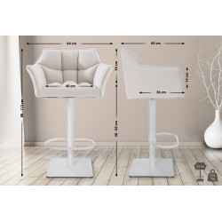Tabouret de bar Damaso W en tissu blanc