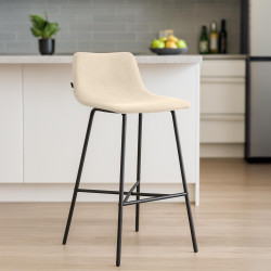 Tabouret de bar Altona, tissu, crème