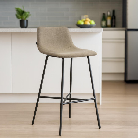 Tabouret de bar Altona en tissu taupe