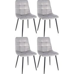 Ensemble de 4 chaises de salle à manger en velours Tilde | gris
