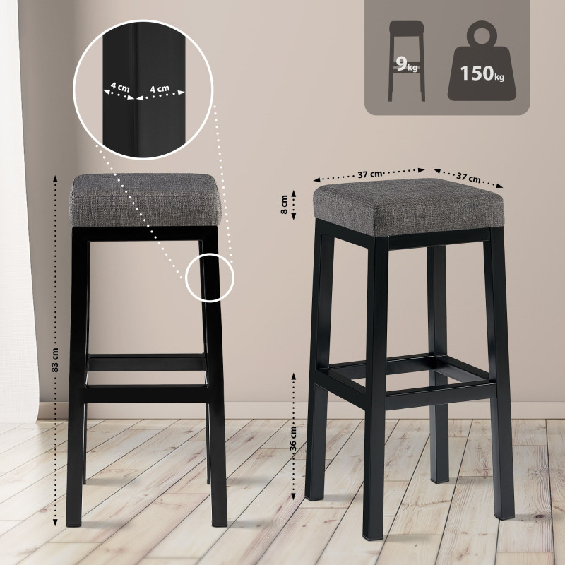 Sgabello da bar Taylor B85, tessuto grigio