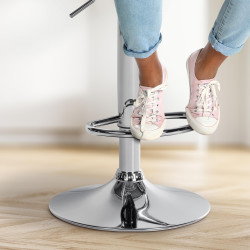 Tabouret de bar Olinda, velours, chrome, gris foncé