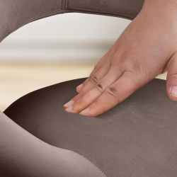 Tabouret de bar Olinda, velours, chrome, marron