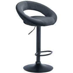 Tabouret de bar Olinda en velours noir et gris foncé