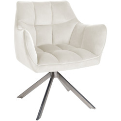 Chaise de salle à manger Swing en velours et acier inoxydable | crème