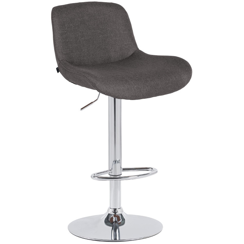 Tabouret de bar Solon, chromé, tissu gris foncé